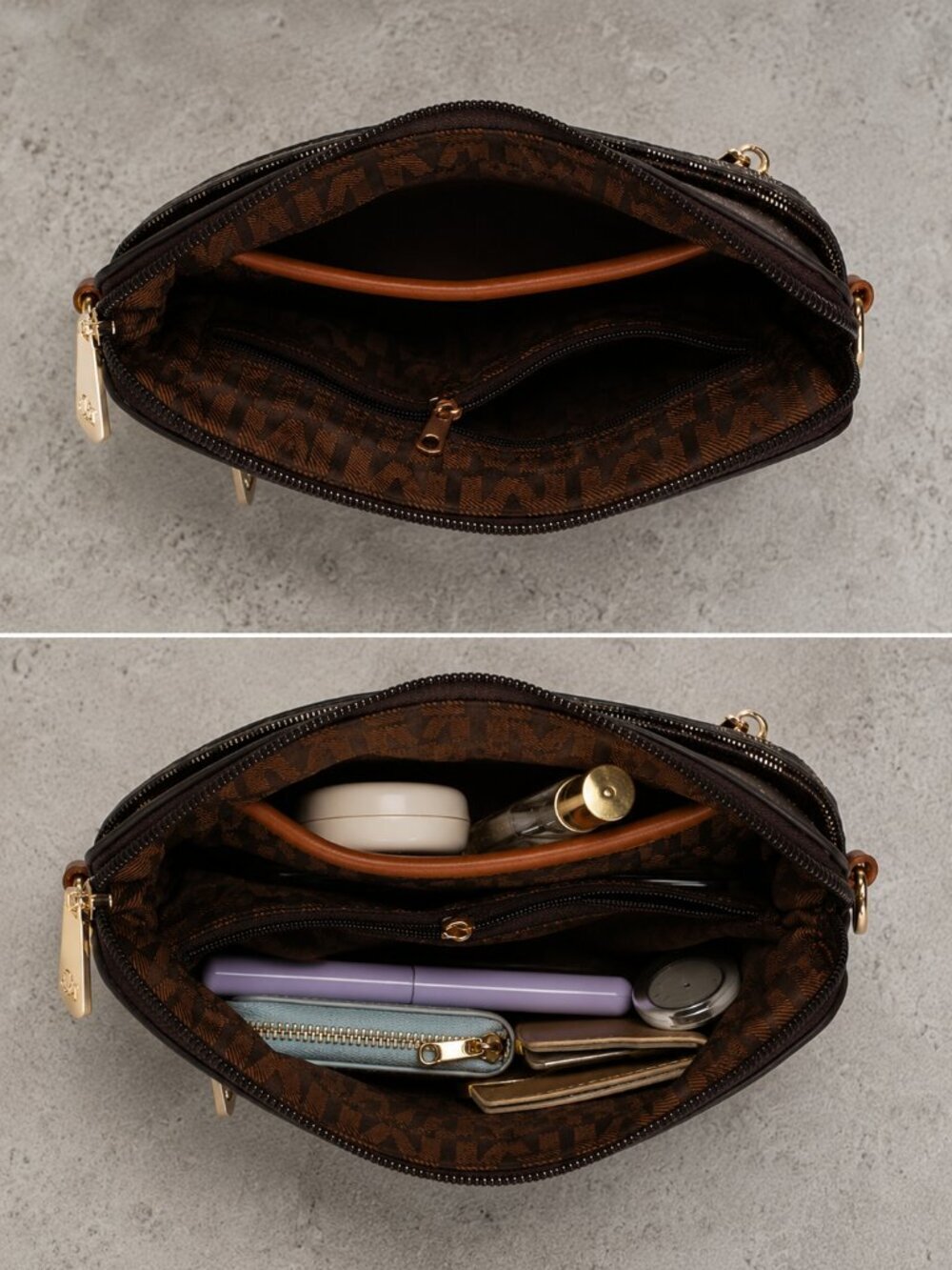 MKF Collection Heidi Monogram Crossbody Bag Wristlet Wallet Brown Vegan Leather - Picture 5 of 13
